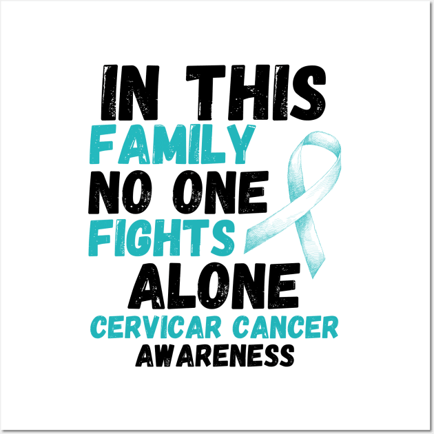 In This Family No One Fights Alone Cervical Cancer Awareness Wall Art by JustBeSatisfied